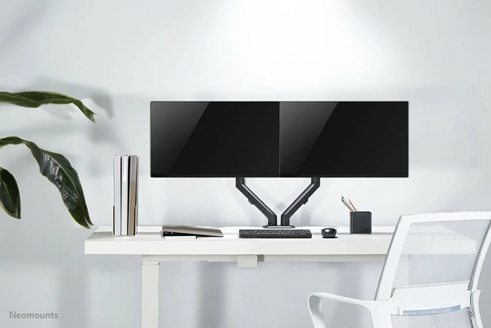 Kasë monitori Neomounts FPMA-D650DBLACK, për 2 ekrane, 17-27 inç, rregullim lartësie, ngjyrë e zezë