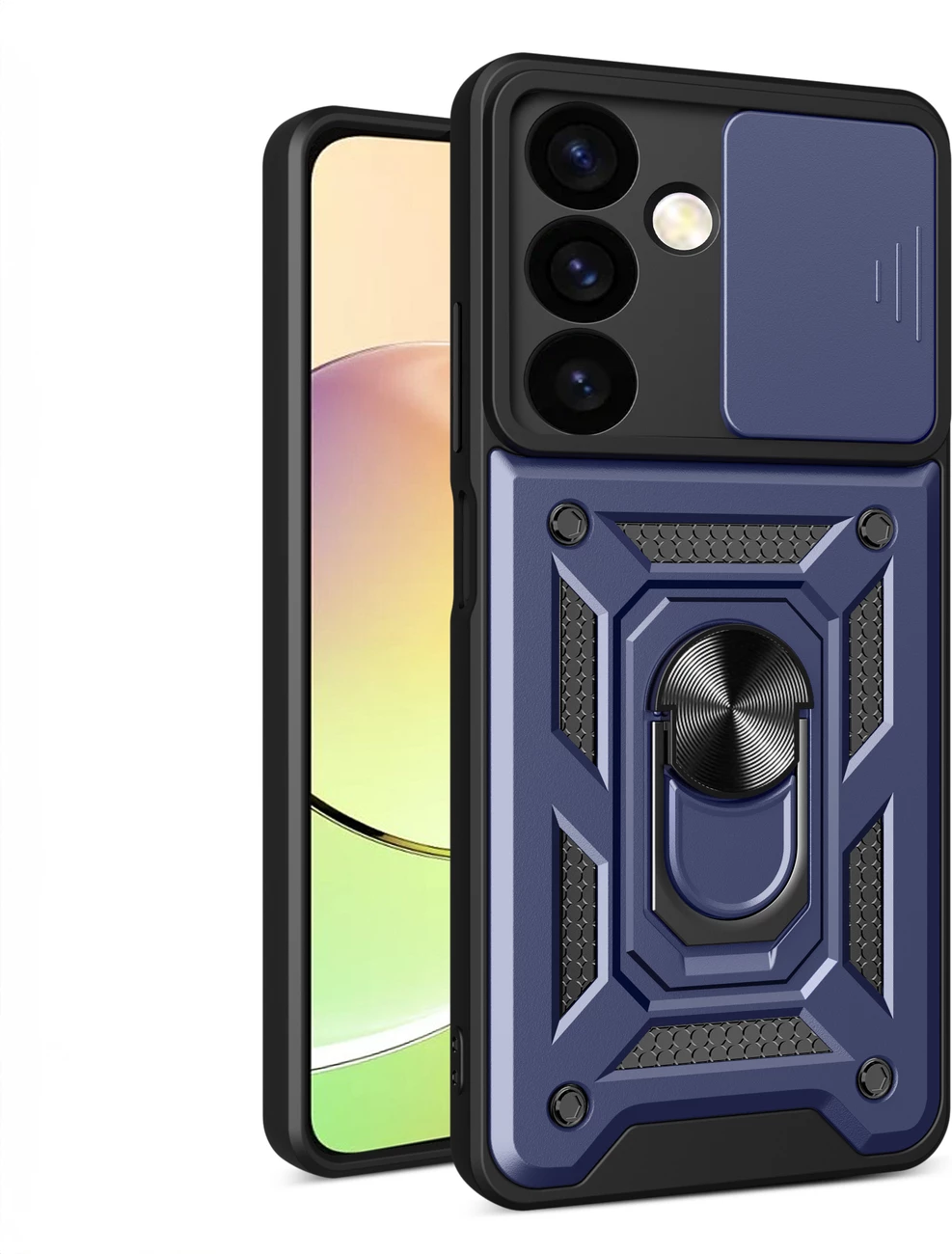 Mbështjellës Hurtel Hybrid Armor Camshield për Samsung Galaxy A15, me mbulesë kamere, Blu