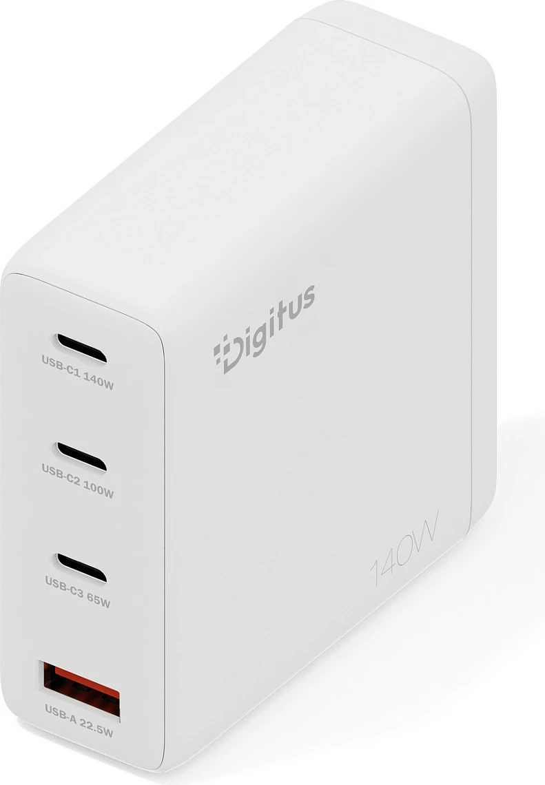 Karikues USB Digitus GaN 140W, 3x USB-C, 1x USB-A, i bardhë