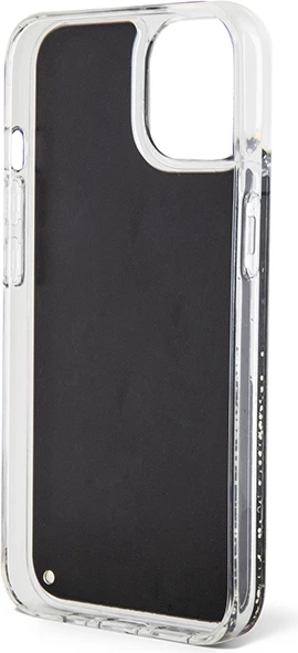 Mbështjellës Guess Liquid Glitter Marble për iPhone 14, i zi