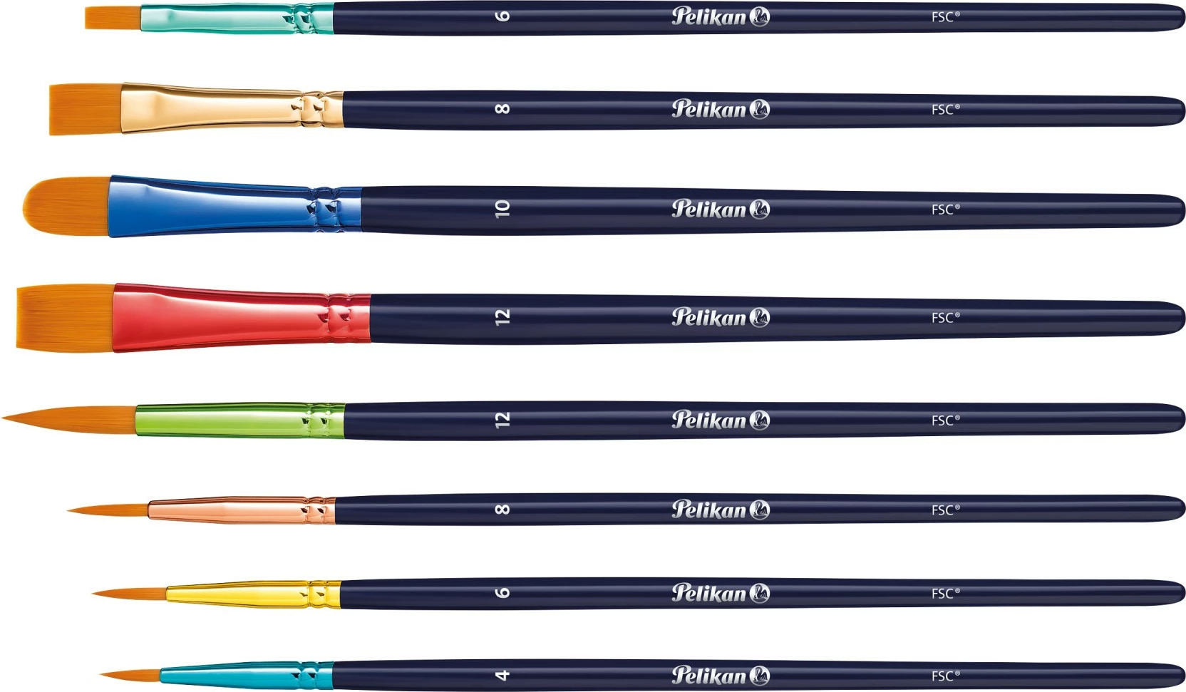 Set brushash Pelikan 701181, 8 copa, dorezë druri, ngjyra të përziera, sintetik