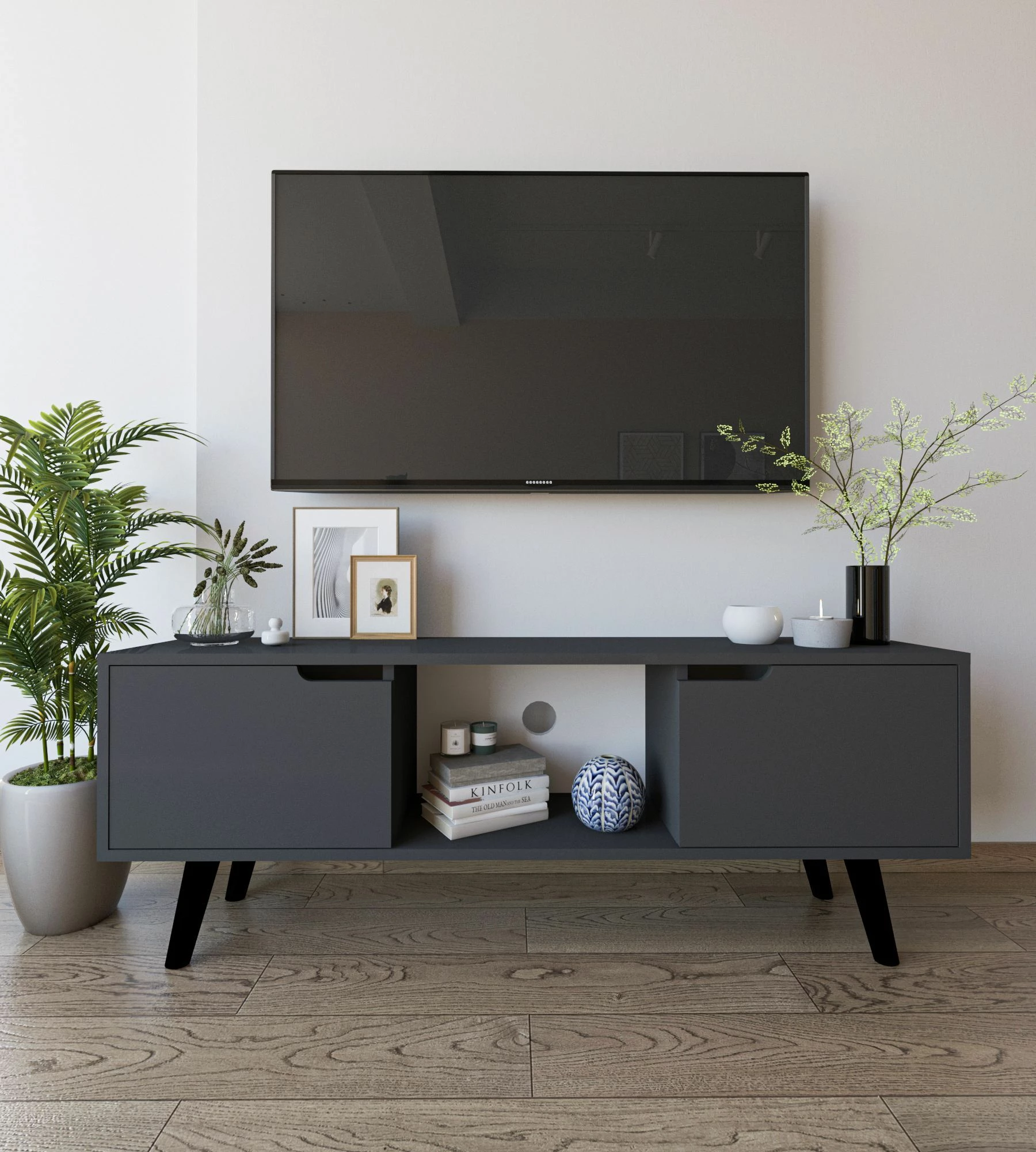 Komodë TV Skye Decor, ngjyrë siena-antracit