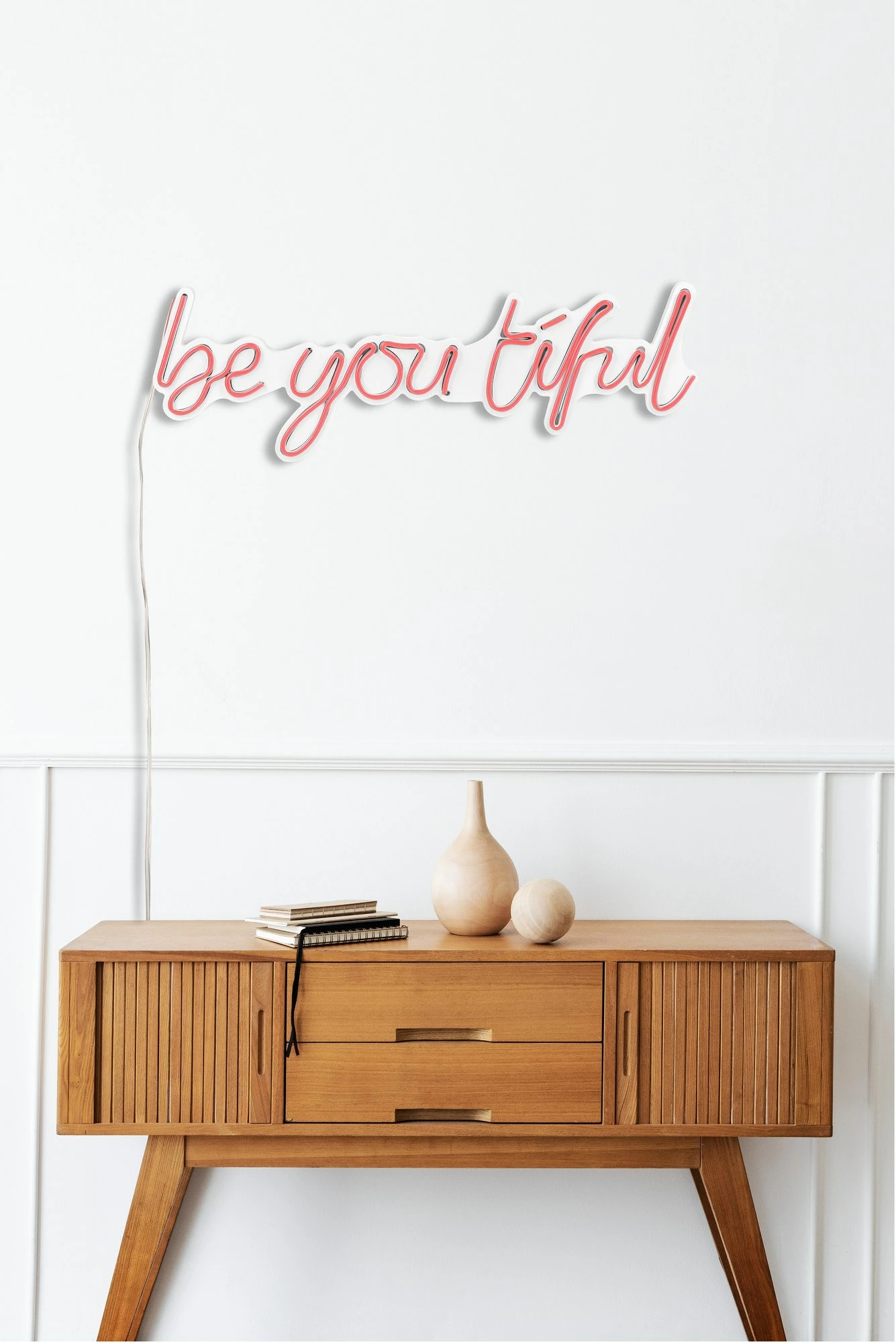 Dritë dekorative LED në mur, 'be you tiful', plastikë, ngjyrë rozë - 5