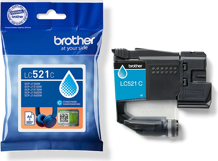Kartrixh boje Brother LC521C, 500 faqe, Cyan