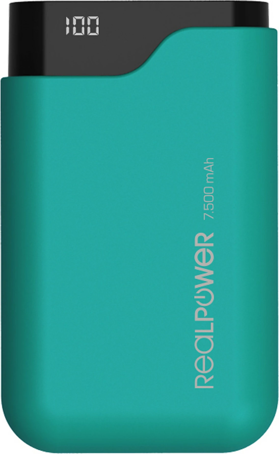 Power bank RealPower PB-7500C, 7500 mAh, USB-A/USB-C, ekran digjital, zi/jeshile