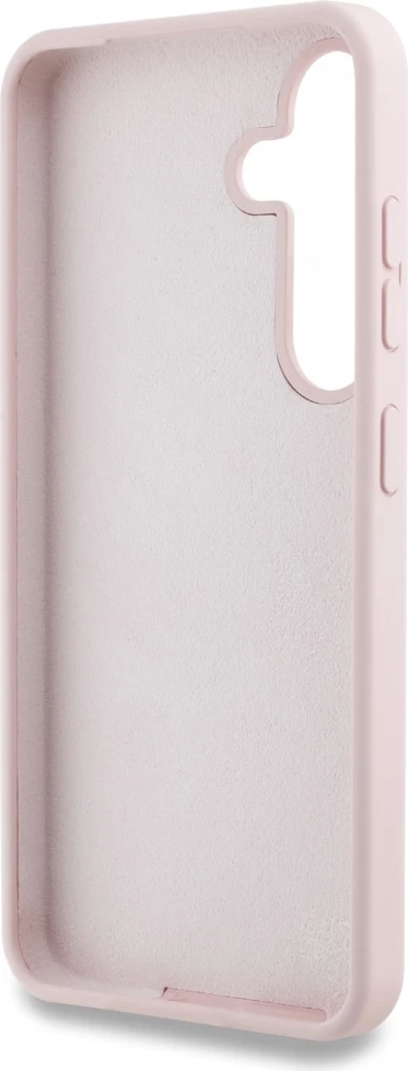 Mbështjellës, Guess, Silicone Big 4G Logo Bottom Script, për Samsung Galaxy S25, hardcase silikon/TPU/PC, rozë