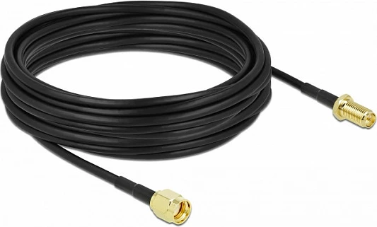 Kabllo antene DeLOCK LMR100, 10 m, RP-SMA mashkull në RP-SMA femër, e zezë