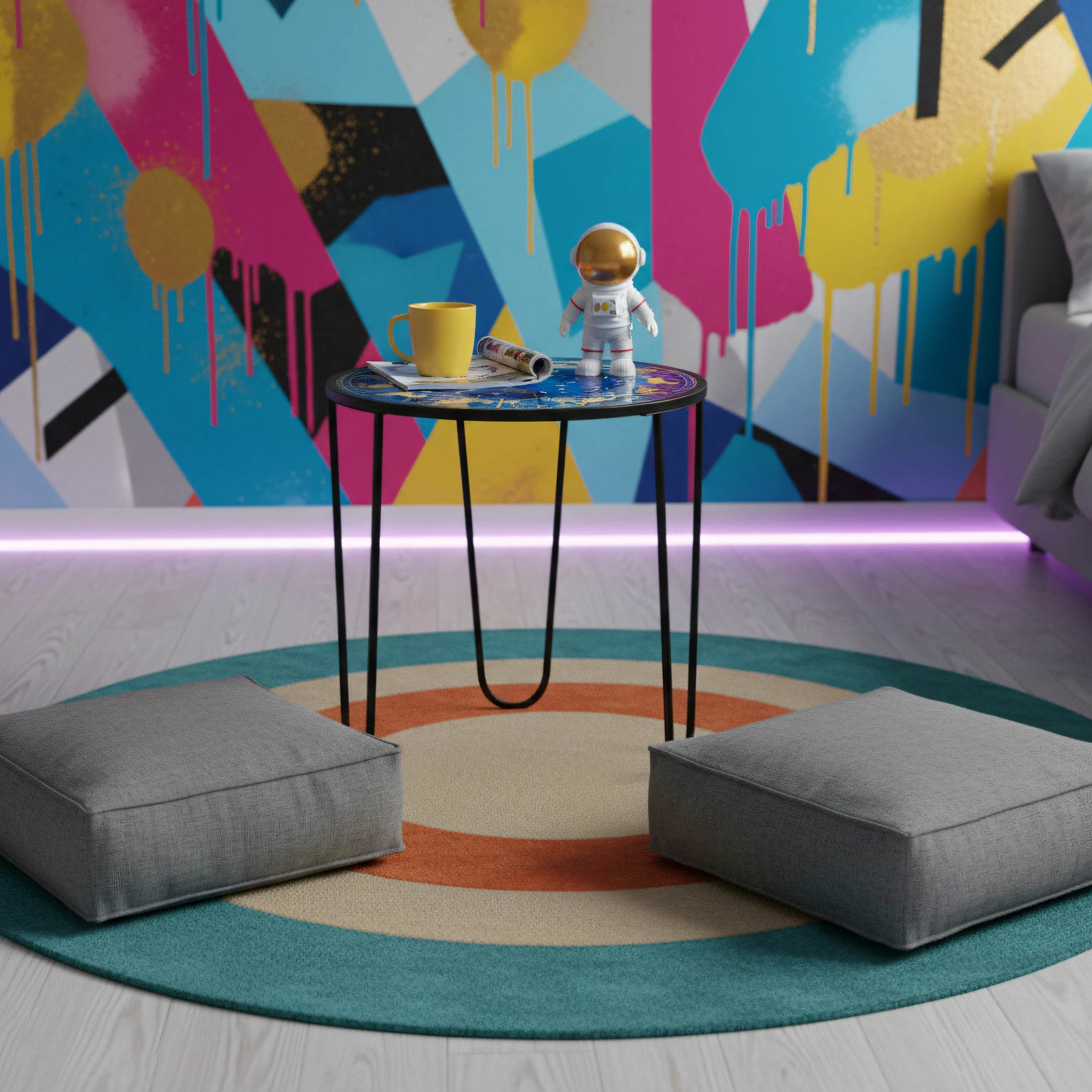 Tavolinë kafeje moderne, xham i temperuar, shumëngjyrëshe, Skye Decor, SHB-033-A