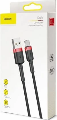 Kabllo USB-A në USB-C Baseus Cafule CATKLF-U91 3 m USB 2.0 e thurur, zi-kuqe