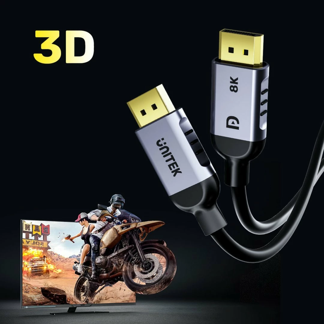 Kablë DisplayPort Unitek C1628GY01-3M, DP-DP, 3m, 1.4, 8K@60Hz/4K@240Hz, e zezë