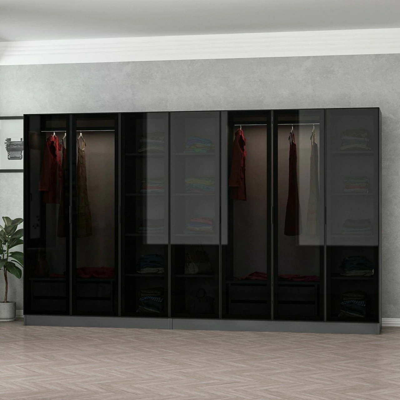 Dollap Skye Decor, anthracite e zi, 315x210x52cm