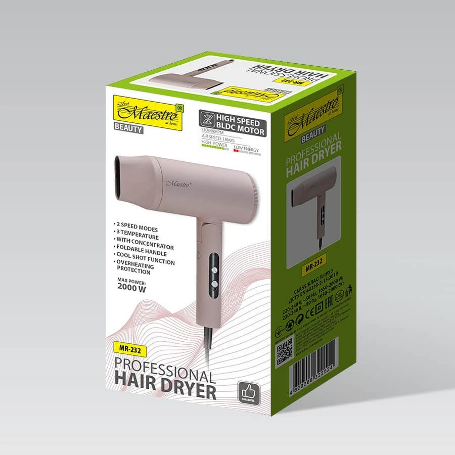 Tharëse flokësh Maestro MR-232, 2000 W, Rozë