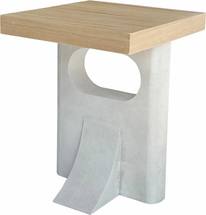 Tavolinë anësore Pilonas, ngjyrë natyrale-gri e çelët, 40x40x50cm