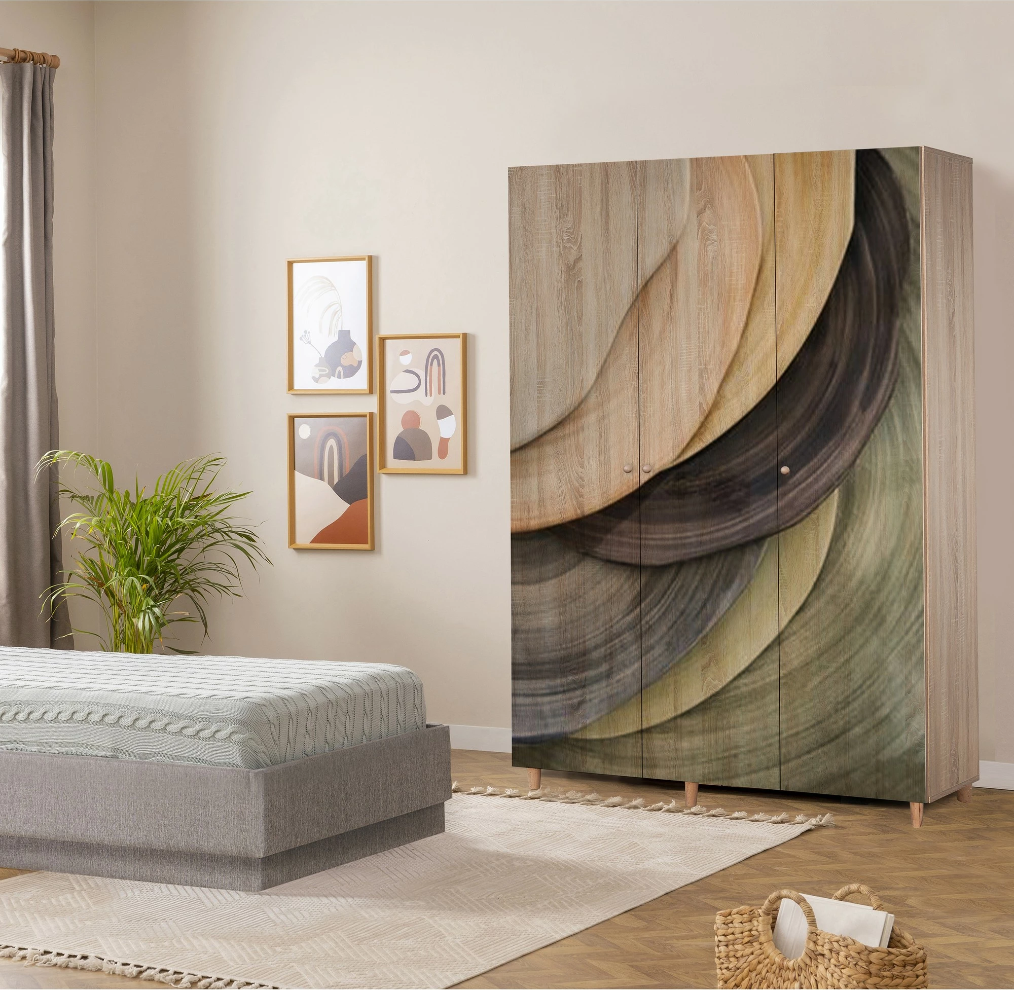 Dollap Lena 3, ngjyrë sonomo, 135x192x52cm