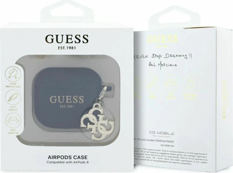 Mbrojtëse për AirPods Guess 4G Charm, e zezë