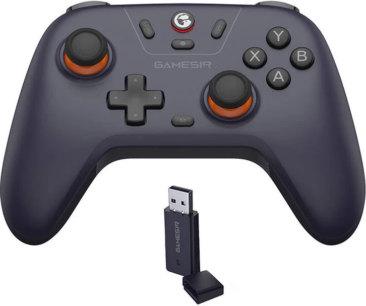 Kontroller wireless GameSir T4n Lite, Hall Effect, 600 mAh, Bluetooth/dongle/USB-C, për PC/Switch/Android/iOS, vjollcë, set me marrës USB