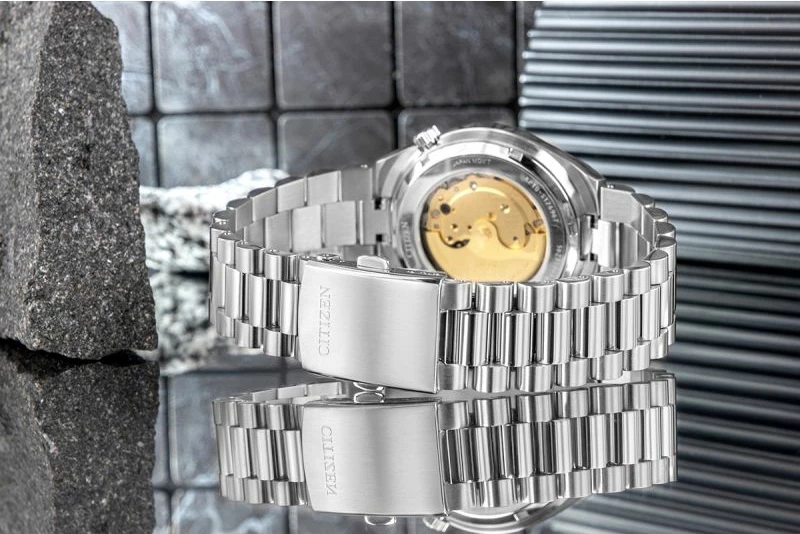 Orë dore për meshkuj CITIZEN Tsuyosa NJ0151-88M, e argjendtë/blu, set me kuti