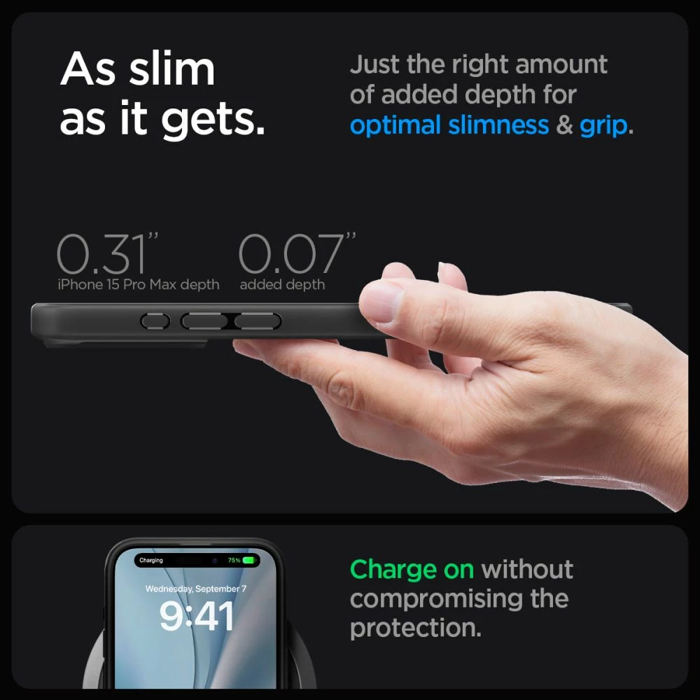 Mbështjellës Spigen Ultra Hybrid Mag për iPhone 15 Pro Max, MagSafe, Transparent/Black