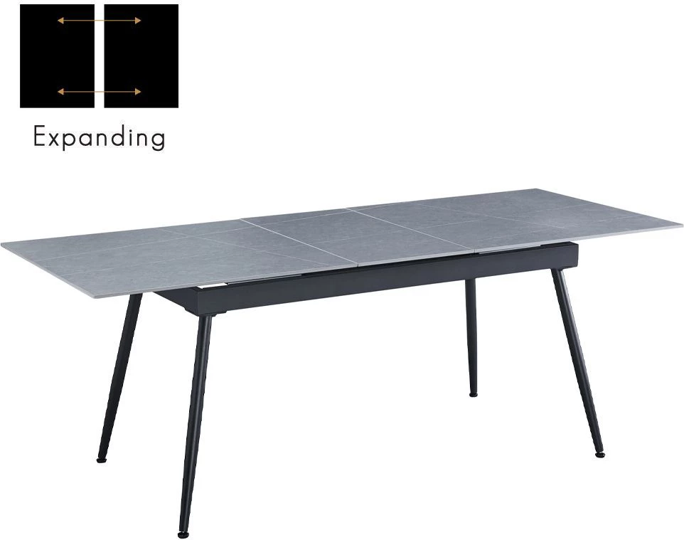 Tavolinë zgjatëse Atlantis, ngjyrë gri me pamje mermeri, 160x80x75cm