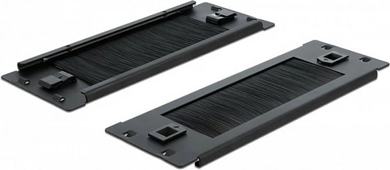 Panel me furçë për menaxhim kabllosh DeLOCK 10", 2U, tool-free, i zi