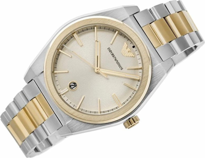 Orë dore meshkujsh Emporio Armani Federico AR11716, argjend dhe ar, me kuti