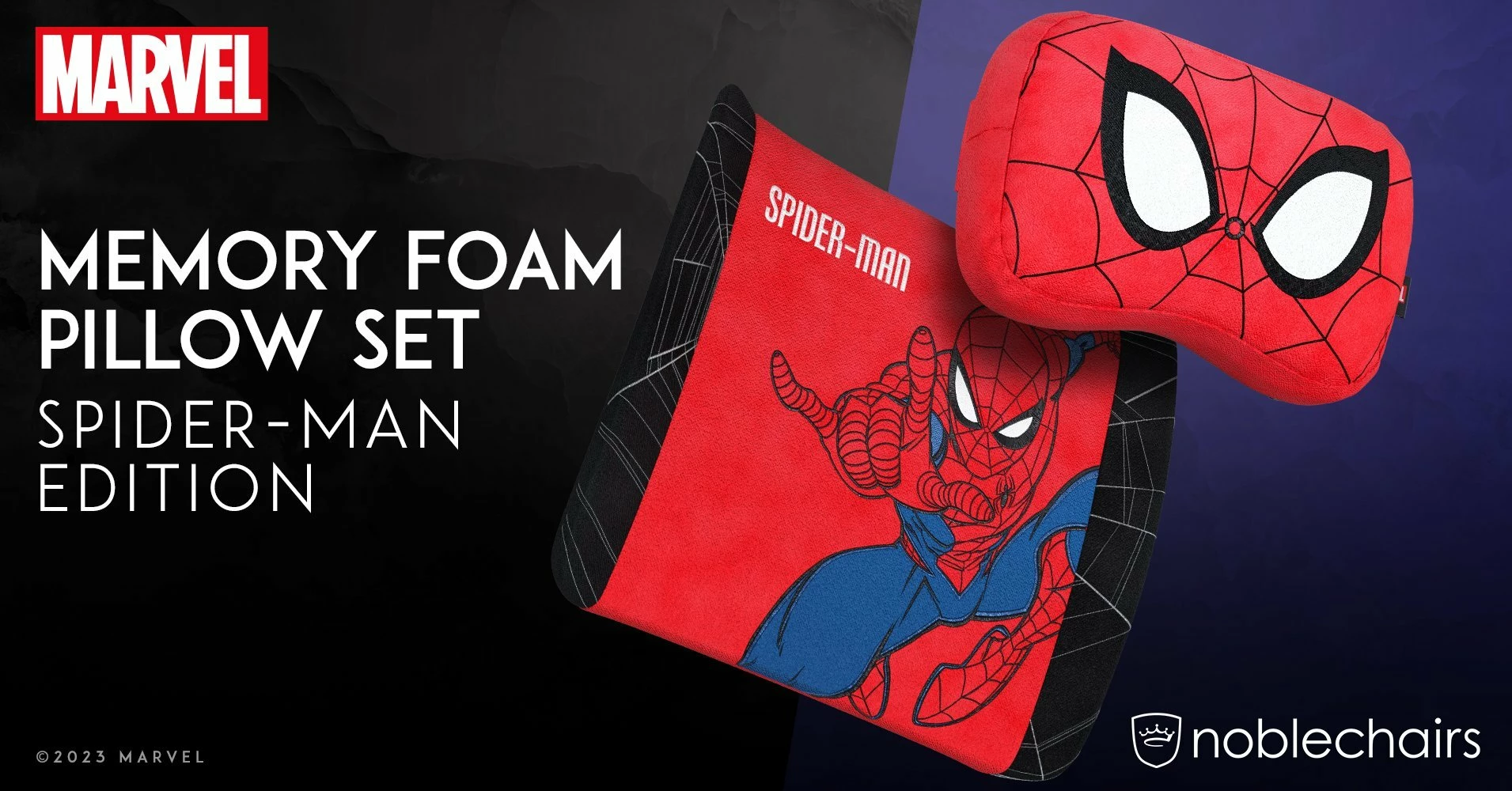 Set jastëkësh memory foam Noblechairs Spider-Man Edition GAGC-302, 2 copë, kuqe/zezë