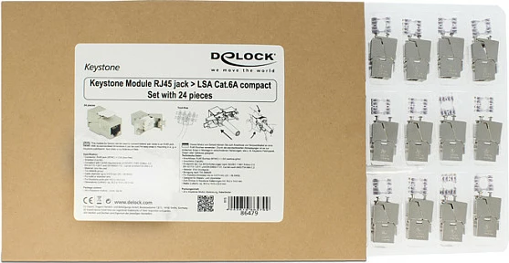 Modul Keystone RJ45 DeLOCK Cat.6A, LSA, metalik