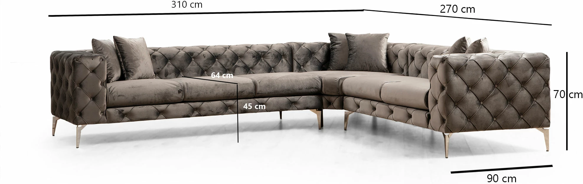 Këndare Como, ngjyrë antracit, Atelier del Sofa, kënd i djathtë