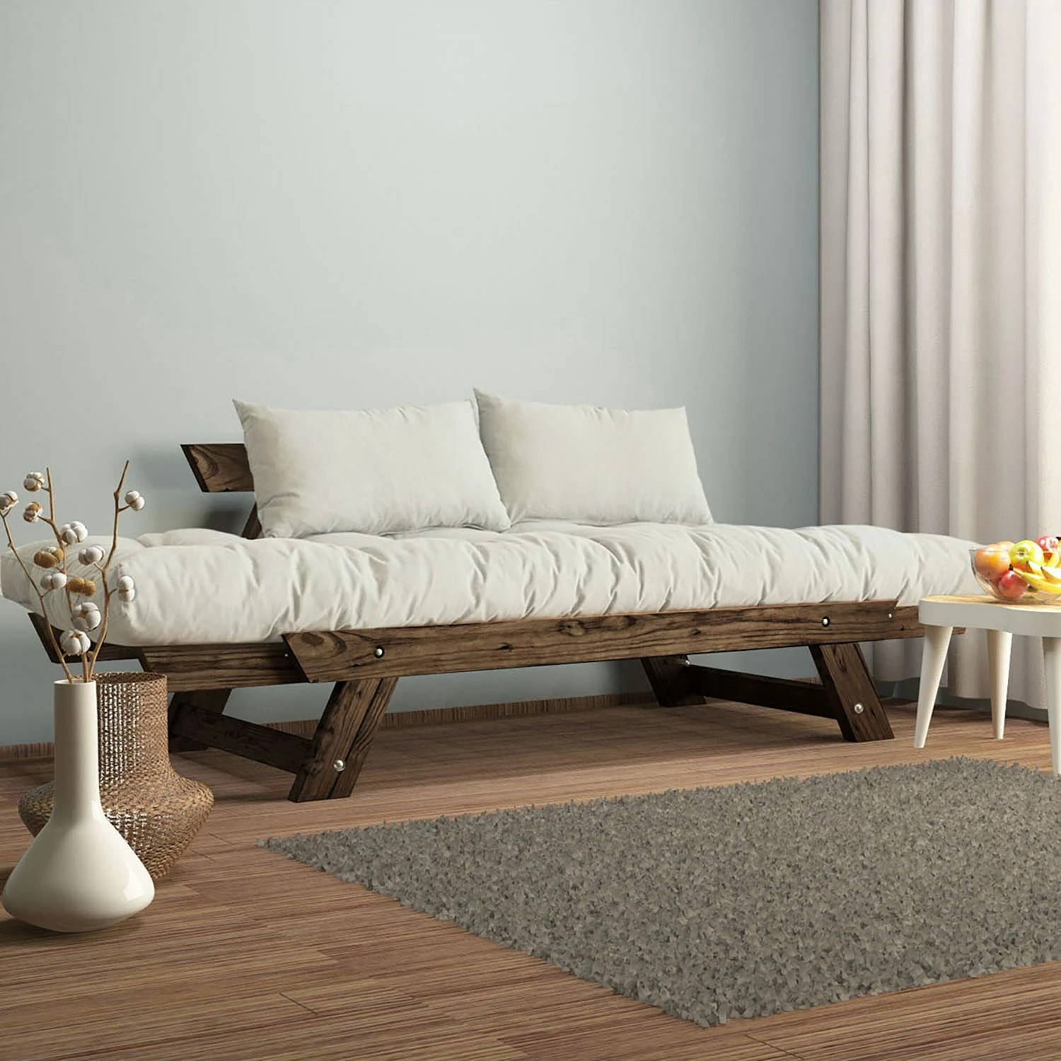 Divan për kopsht, dy vende, Skye Decor, CPT8128-210, ngjyrë arre dhe e bardhë