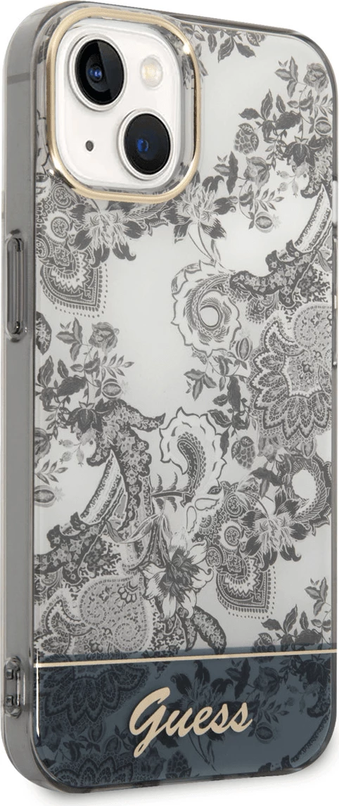 Mbështjellës Guess GUHCP14MHGPLHG për iPhone 14 Plus, Toile De Jouy (Porcelanasta Collection), gri/bardhë