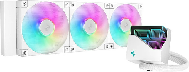 Ftohës lëngshëm AIO për CPU DeepCool LT360, 360mm, 3x120mm PWM RGB, i bardhë