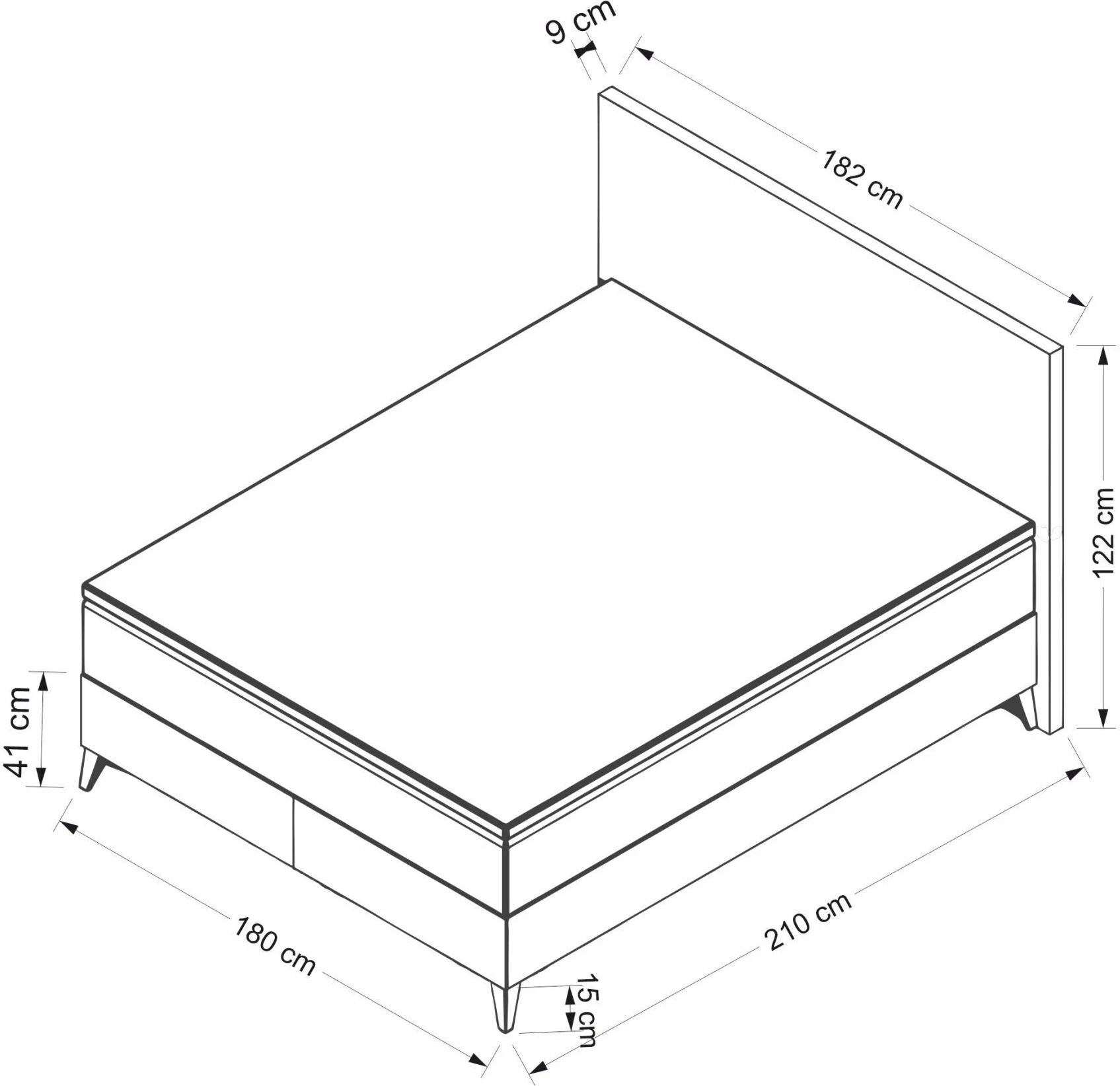 Baza dhe shtrati dopio me kënd, Skye Decor, 180x200, ngjyrë gri