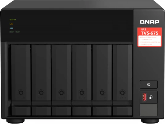 Server NAS QNAP TVS-675-8G, 6-bay, 8GB RAM, 2x 2.5GbE, HDMI 2.0, i zi