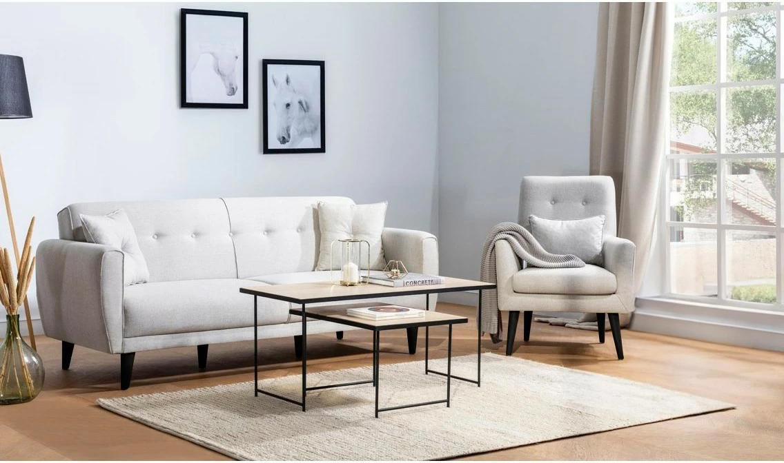 Set divan-krevati dhe karrige, krem, ARİA-TAKIM5-S 1005