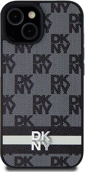 Mbështjellës DKNY Leather Checkered Mono Pattern & Printed Stripes për Samsung Galaxy S24 Ultra, i zi