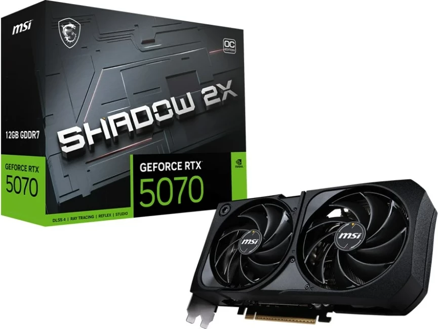 Kartelë grafike MSI GeForce RTX 5070 12G SHADOW 2X OC, 12 GB GDDR7, e zezë