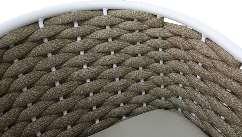 Karrige alumini Noevo e grumbullueshme me kornizë të bardhë-litar natyral 57x62x77cm