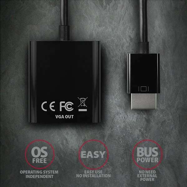 Adapter AXAGON RVH-VGN HDMI në VGA, i zi