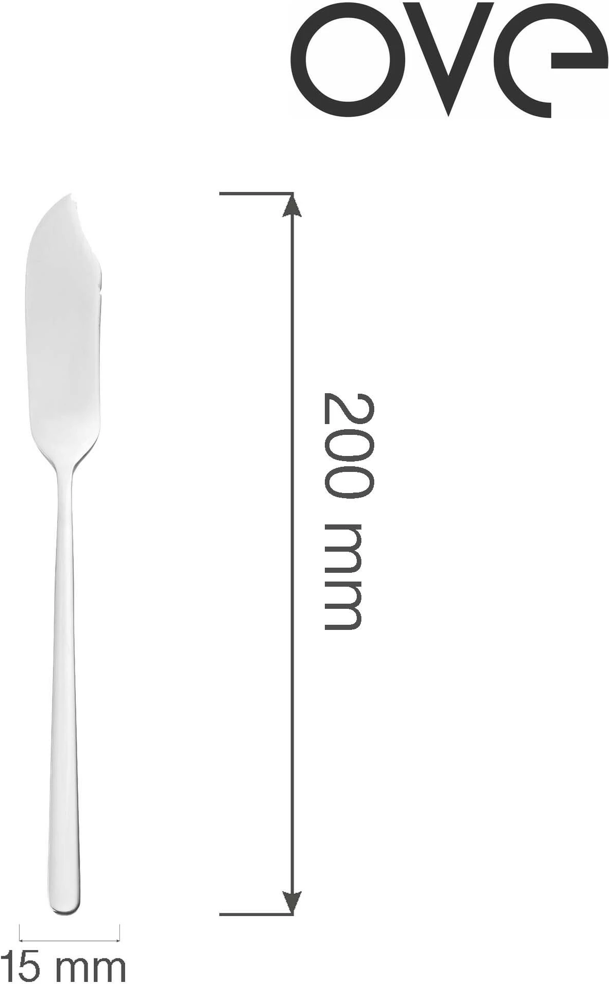 Thikë peshku OVE Amarone 200 mm, çelik inox 18/10, set 12 copë, argjend