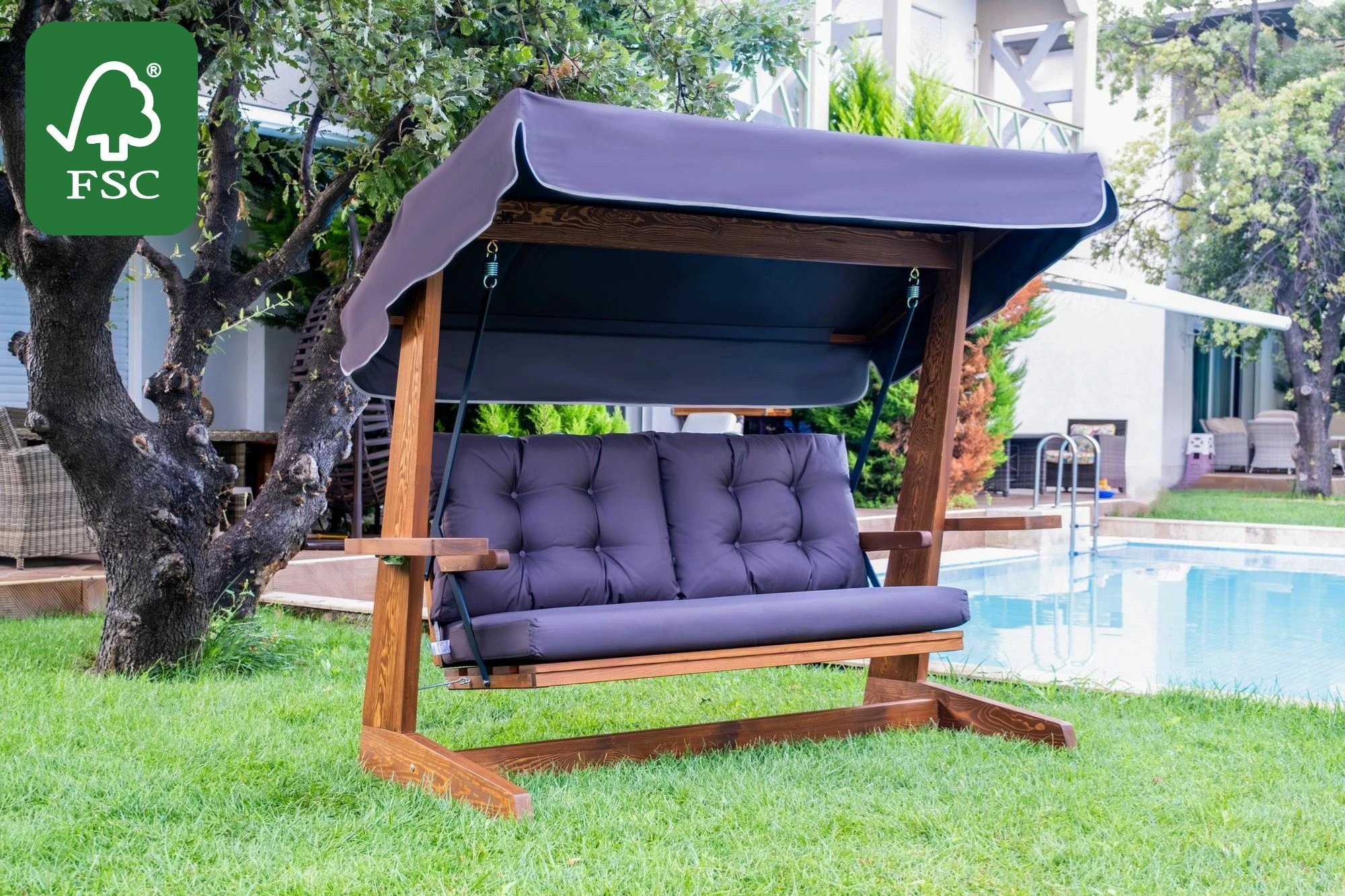 Karrige lëkundëse treshe për kopsht, Skye Decor Viva 2200, antracit