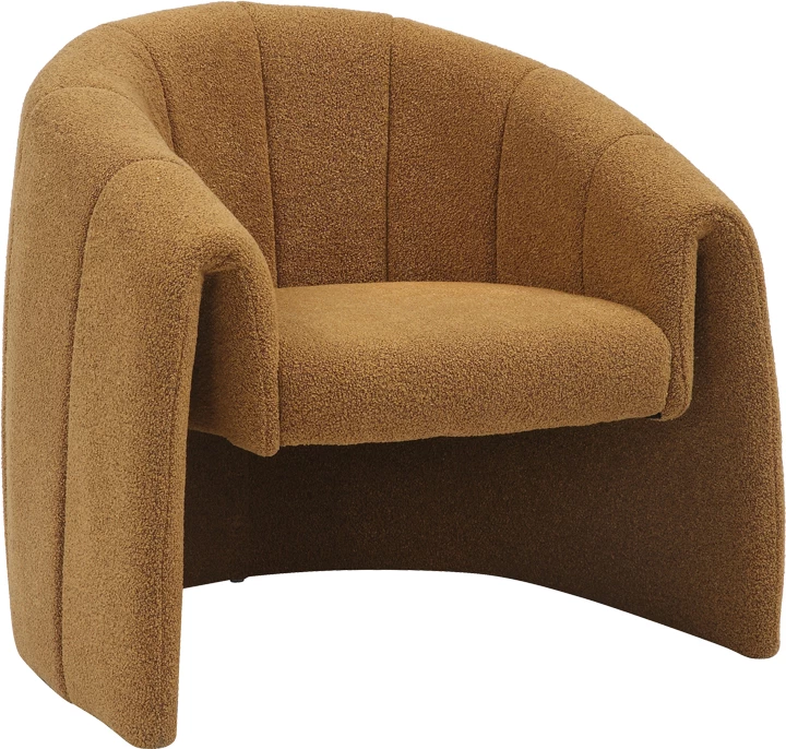 Fotel Fassy, stof boucle, ngjyrë mustard, 80x66x80cm