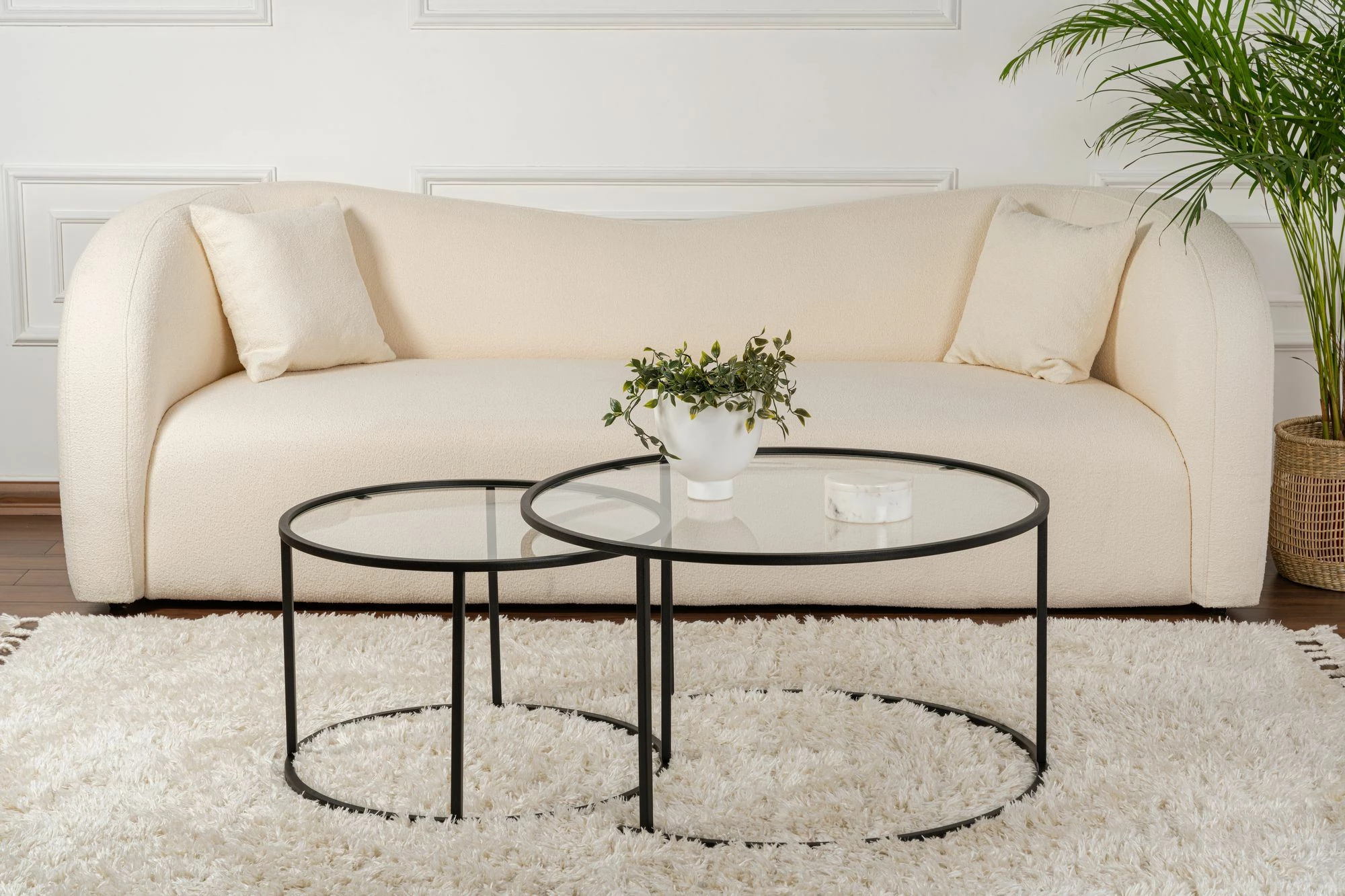 Set tavolinash kafeje Skye Decor, e zezë-transparente, 80-60