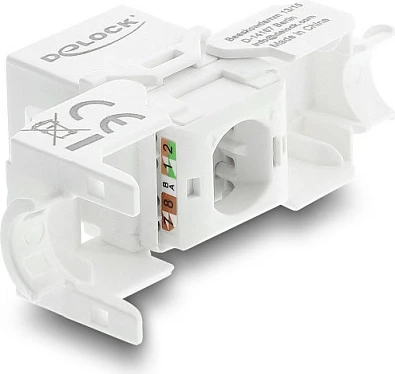 Modul keystone DeLOCK RJ45 Cat6 UTP, LSA tool-free, me kapak pluhuri, bardhë/zi