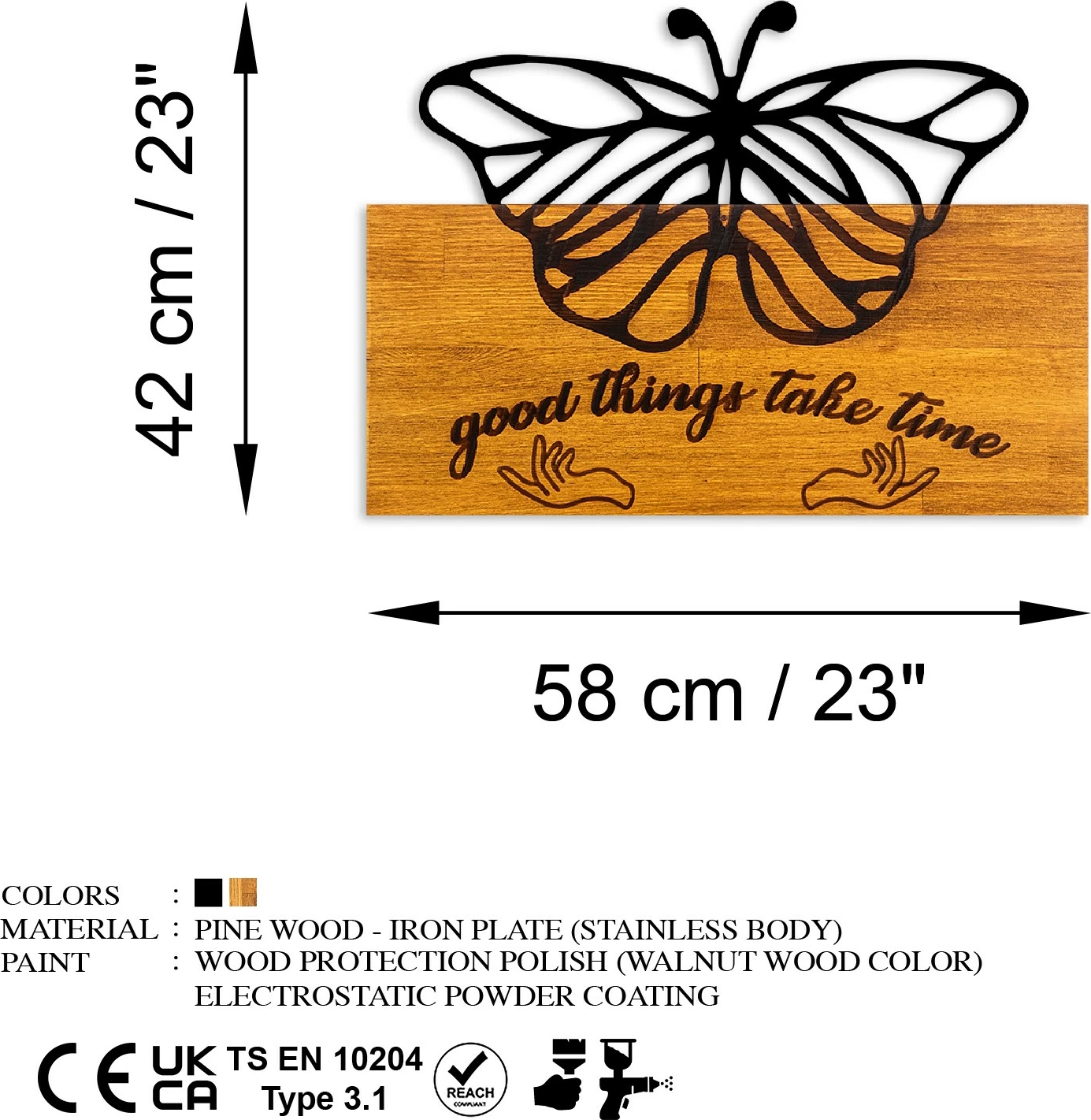 Aksesor dekorativ për mur, dru arre, flutur, Wallity Butterfly 5
