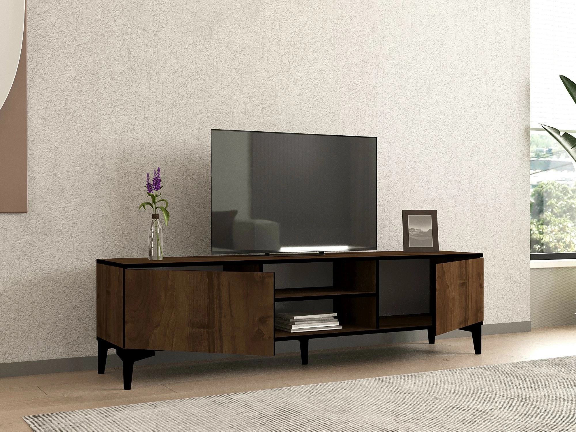 Komodë TV Hanah Home, ngjyrë arre, e zezë