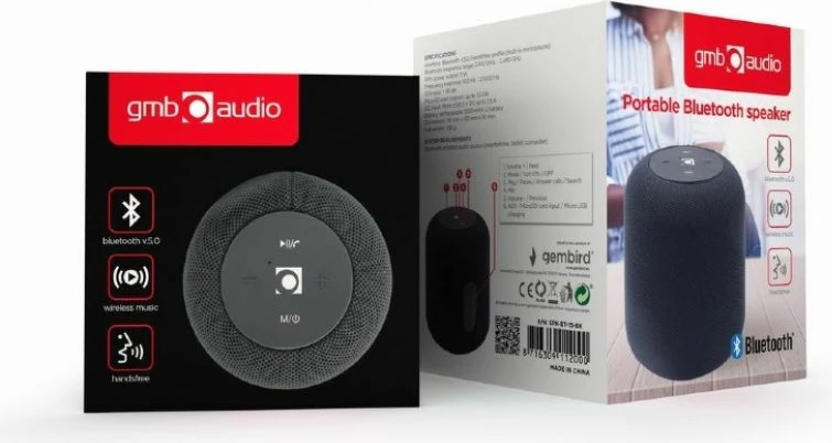 Folës portabil Bluetooth Gembird SPK-BT-15-BK, i zi