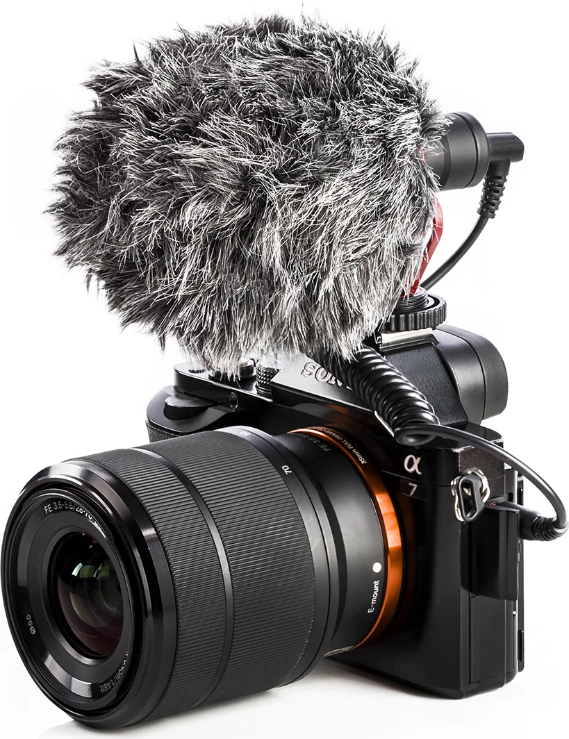 Mikrofon drejtimor BOYA BY-MM1, me kabllo 3.5mm TRS/TRRS, i zi, set me windshield dhe shock mount