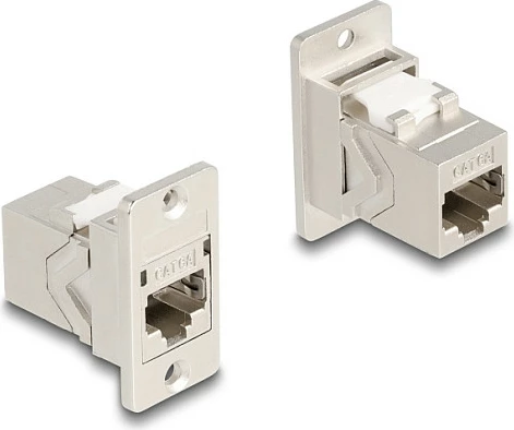 Modul Keystone RJ45 DeLOCK Cat6A, panel mount, femër-femër, metal, argjendtë