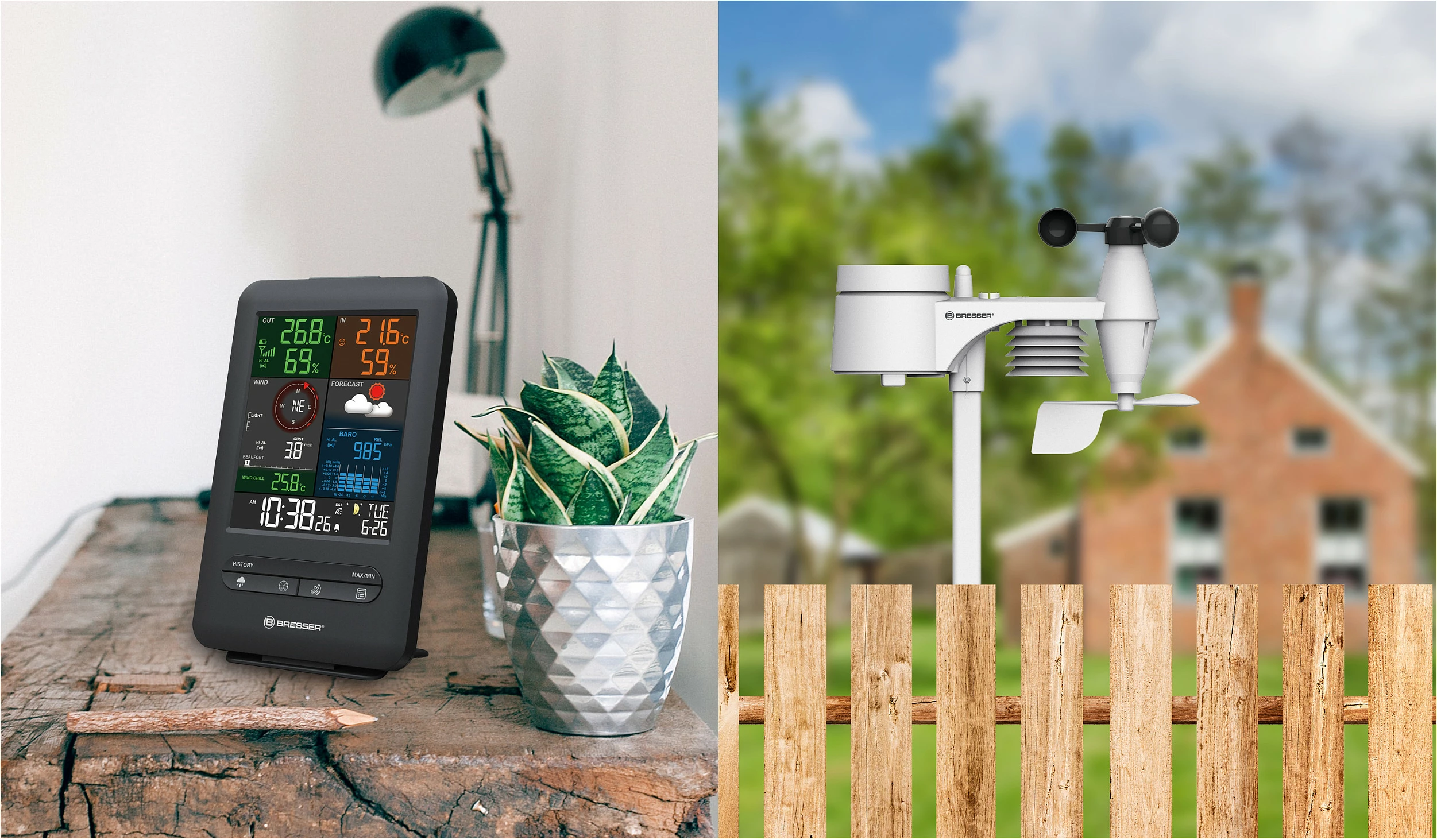 Stacion moti Bresser Wetter Center 5-in-1 Beaufort, digjital, me ekran ngjyrë
