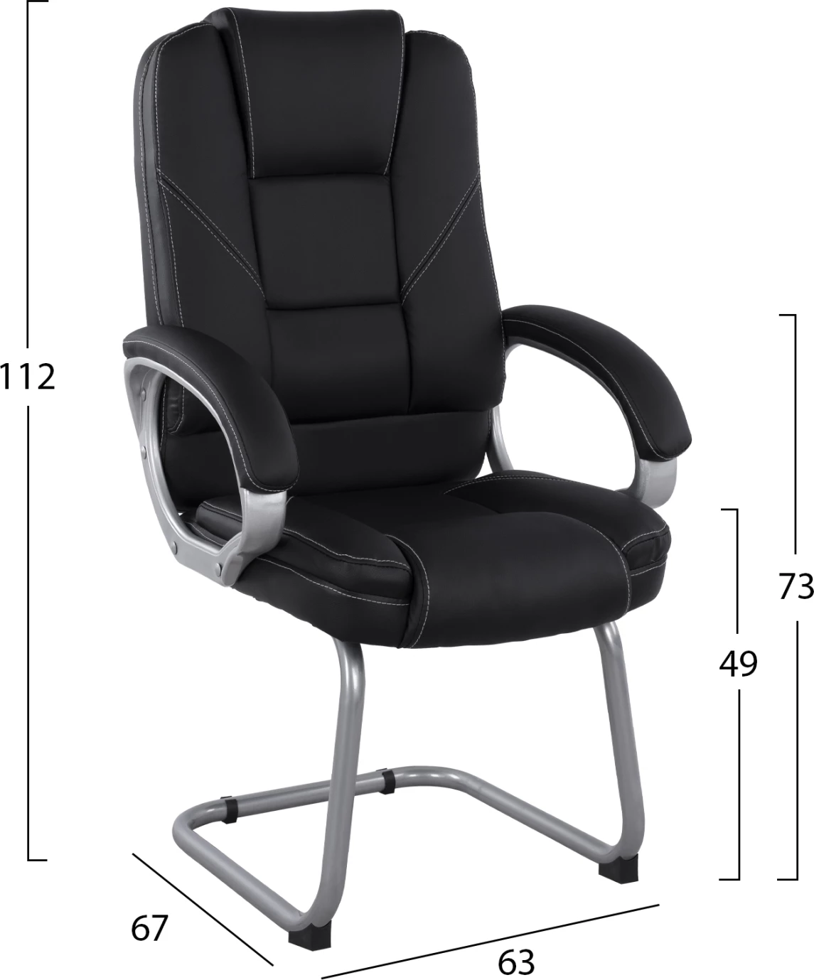 Karrige për vizitorë me PU të zi FH1144.01 63x67x112 cm